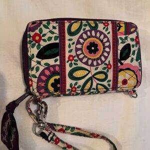 Vera Bradley Purple and Green Wallet with Bold Pattern